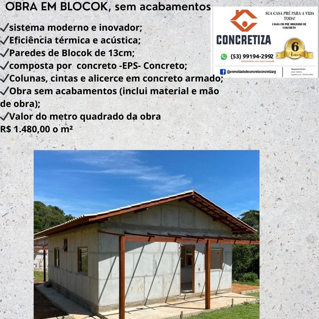 Casa em BLOCOK, SEM ACABAMENTO - Blocok estrutural